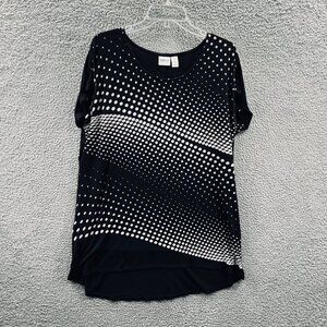 Zenergy Chicos Women Tunic Top 2 Large Black Short Sleeve Pullover Shirt Stretch